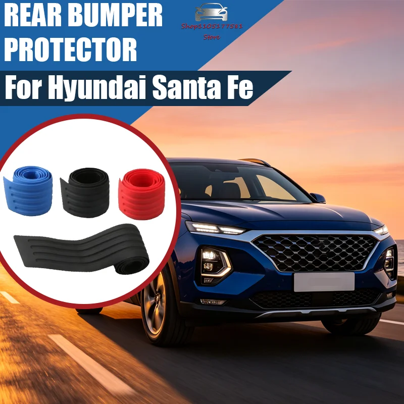

For Hyundai Santa Fe Car Trunk Door Sill Plate Protector Anti-Scratch Rear Bumper Guard Rubber Mouldings Pad Trim