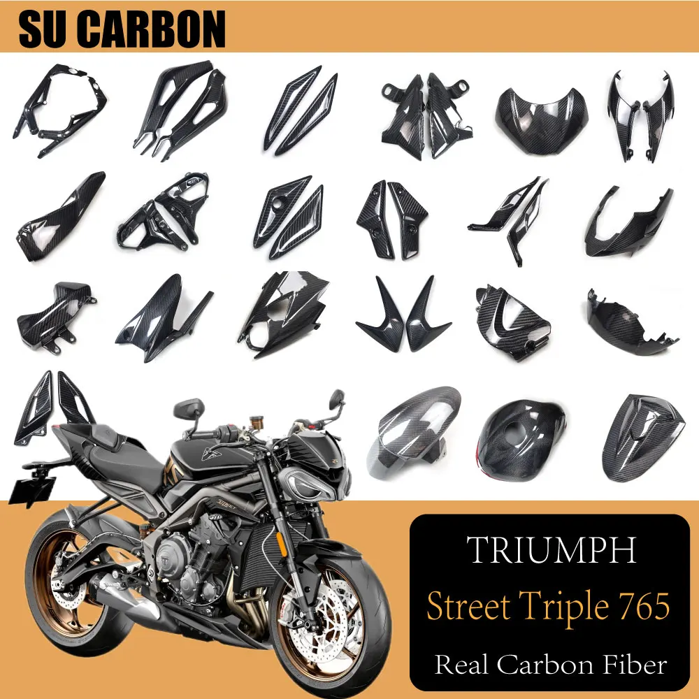 

Real Carbon Fiber Full Fairing kits For TRIUMPH Street Triple 765 2020-2024 Motorcycle Front Fender Frame Guards Swingarm Covers