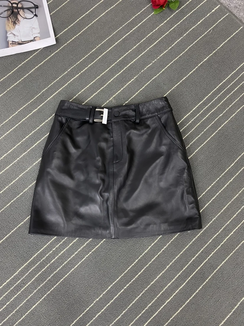 

Новая женская короткая юбка из натуральной овчины 2023 года, с высокой талией, А-силуэта, облегающая, утягивающая, повседневная, однотонная, для девочек-подростков