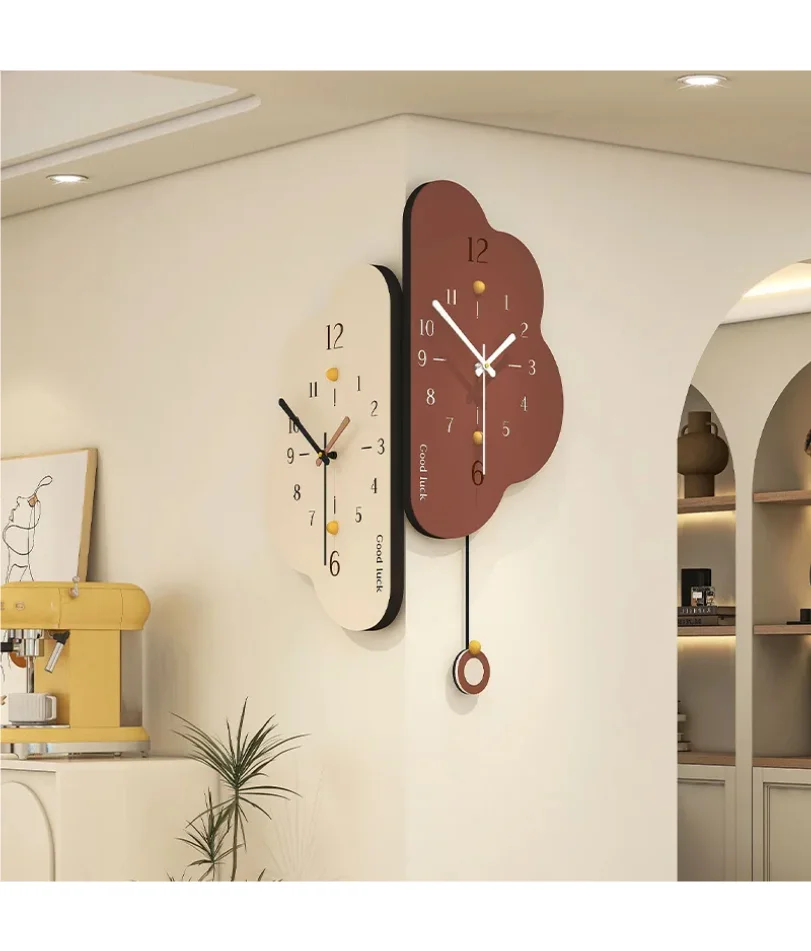 

Wall Clocks Creamy Corner Double Sided Wall Clock Silent Modern Decorative Home Decor Living Room Bedroom Kitchen Decoration