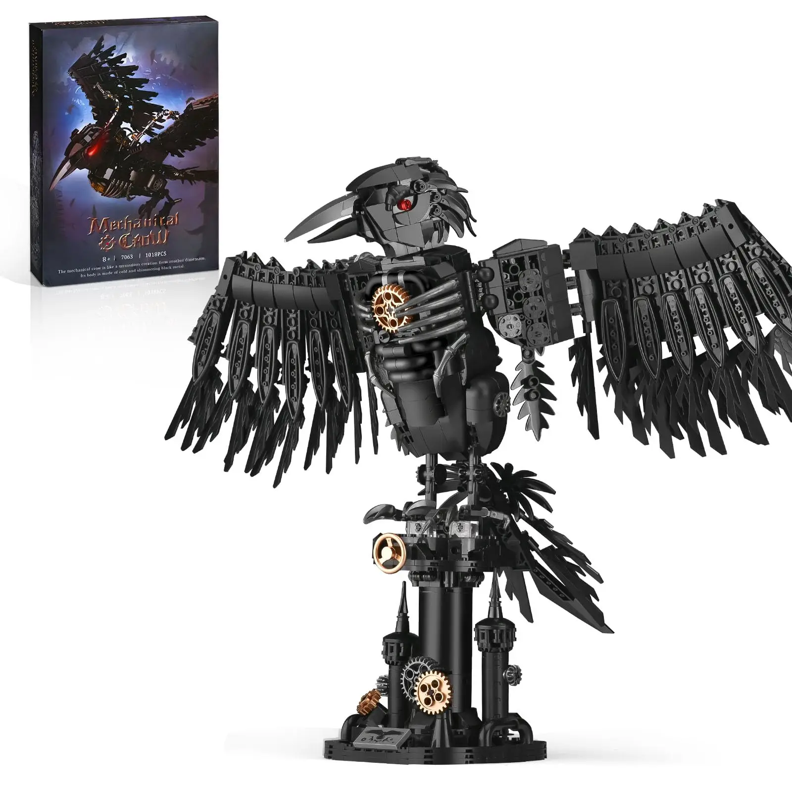 1018PCS Technical Mechanical Crow Building Blocks Set Animals Assembling Bricks Model Birthday Gifts STEM Kids Toy Gift for Boys