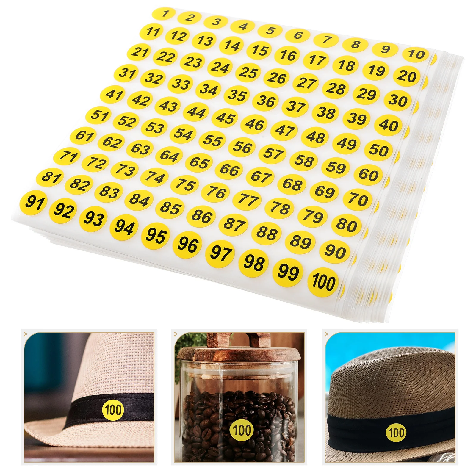

100 Sheets Waterproof Digital Number Stickers Round Design Classification Labels for Organizing Clothes Shoes Hats Self-Adhesive