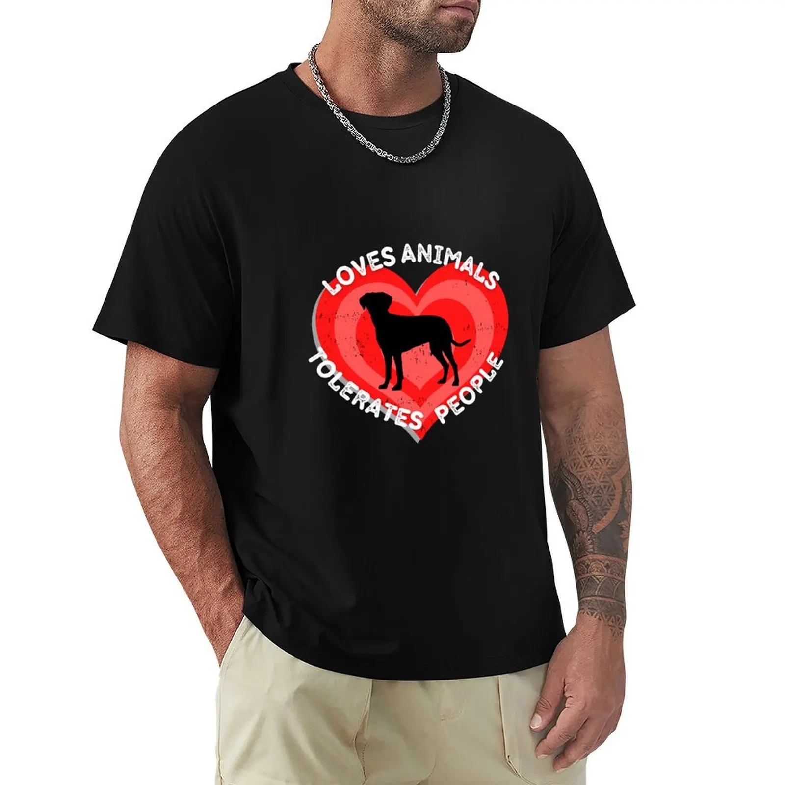 Loves Animals Tolerates People Dog T-shirt customs design your own graphics plain plain white t shirts men