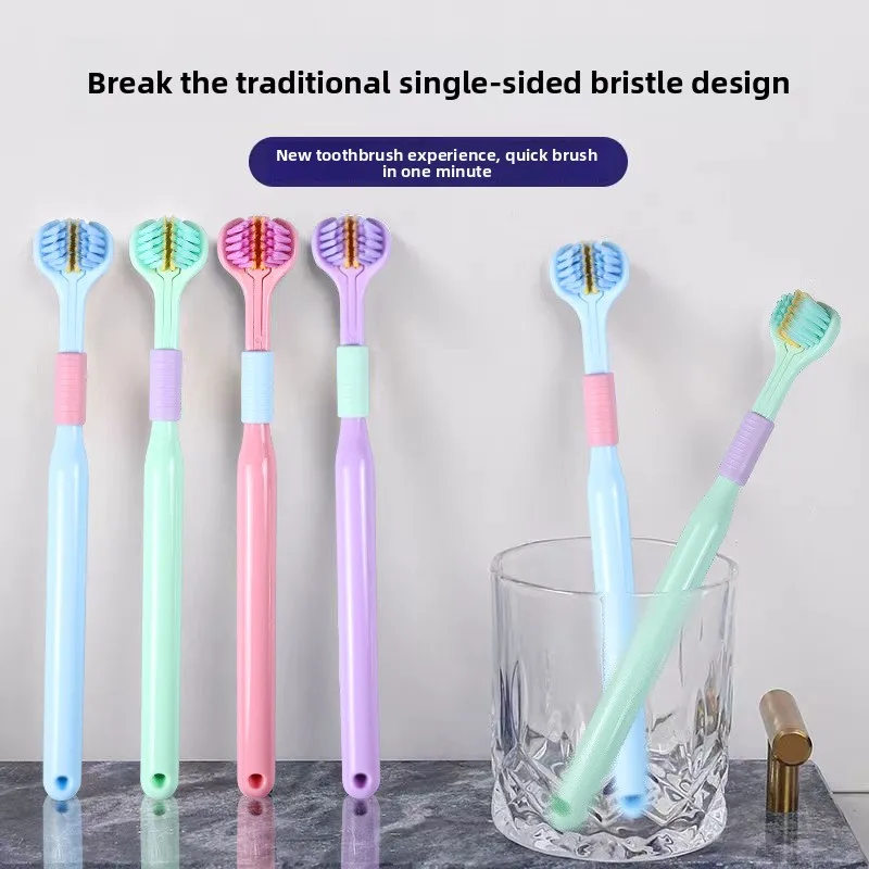 

Household 3-Sided Toothbrush with Soft Bristles Comfortable Easy to Use Deep Cleaning Toothbrush for Adults Kids Boys Girls