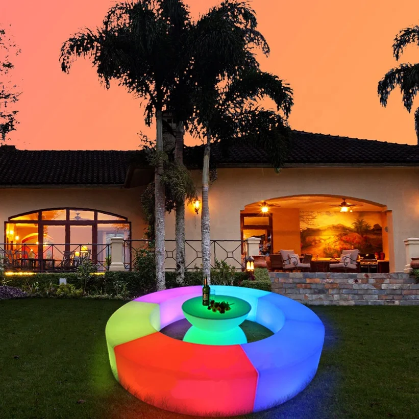 Popular Stool LED Glowing Chair Bar Curved Sofa Suit Waterproof PE Plastic Furniture(one set need order 6 Sectional Parts)