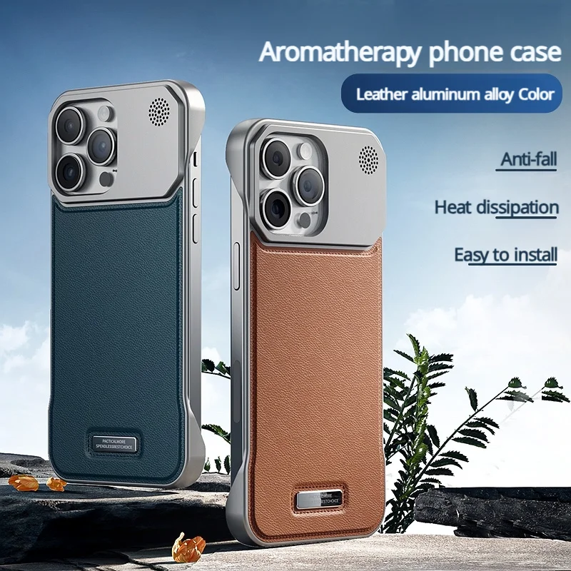 

Leather Aromatherapy Borderless Magnetic Case For iPhone 16 15 14 Plus 13 12 Mini 11 Pro Max For Magesafe Wireless Charge Cover