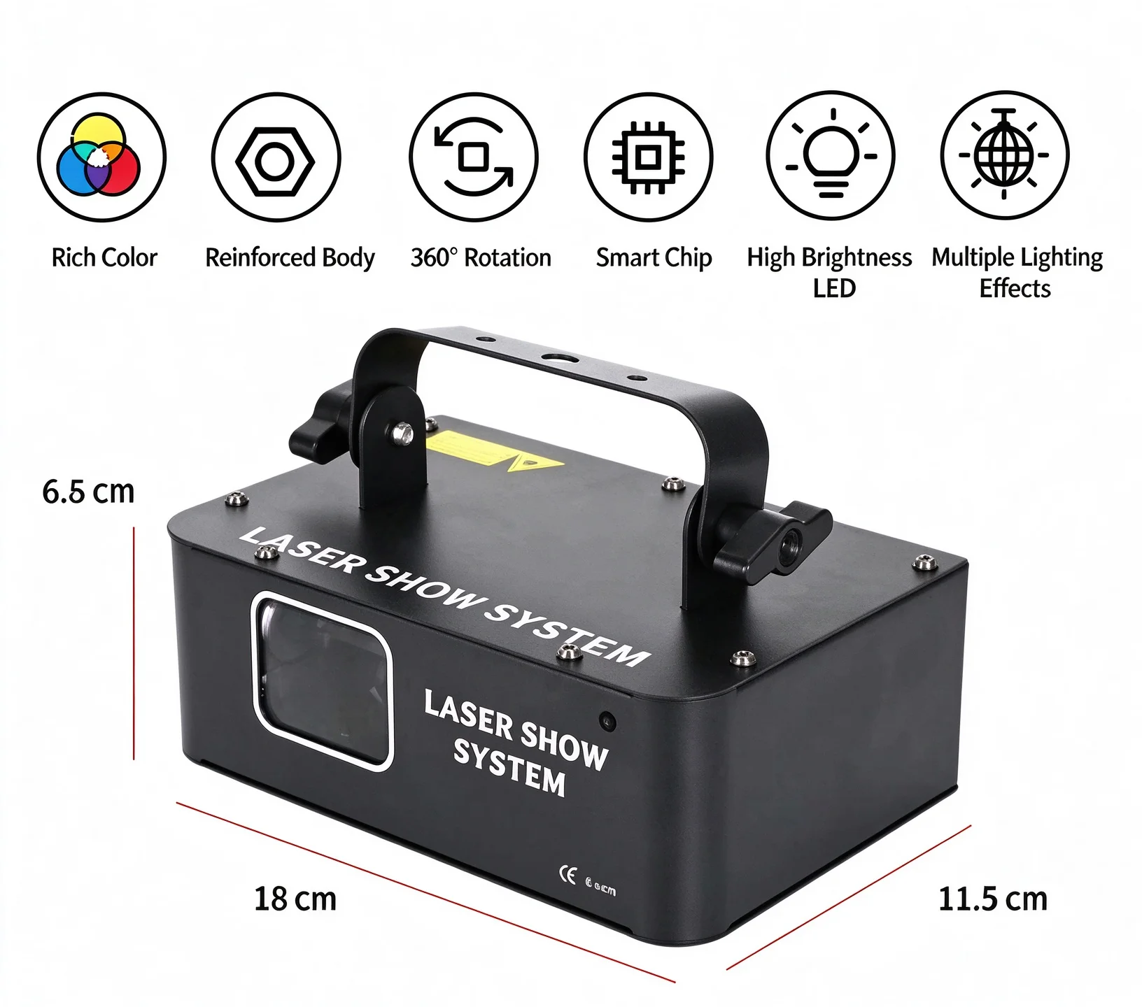 Single Head RGB Laser Stage Light, DMX512 Sound Activated Laser Projector, 51 Patterns Full Color Beam Light for KTV Bar Party