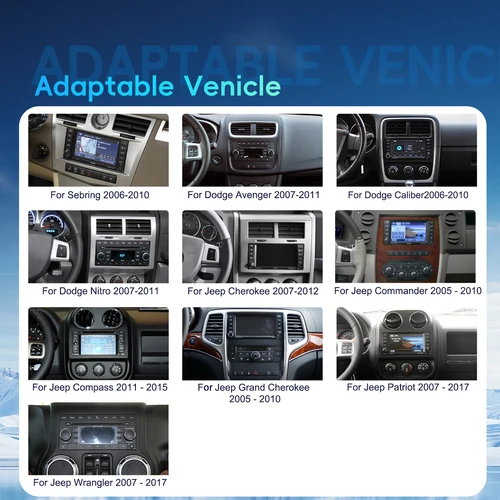 Imagen 2 del producto Podofo 4 + 64G Android 15 2din Radio de coche estéreo inalámbrico Carplay Android Auto GPS navegación WiFi FM para Jeep Chrysler Dodge