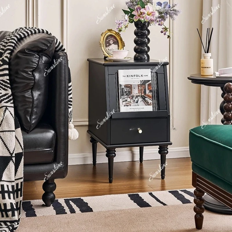 

Cream wind solid wood living room small coffee table simple bedside table