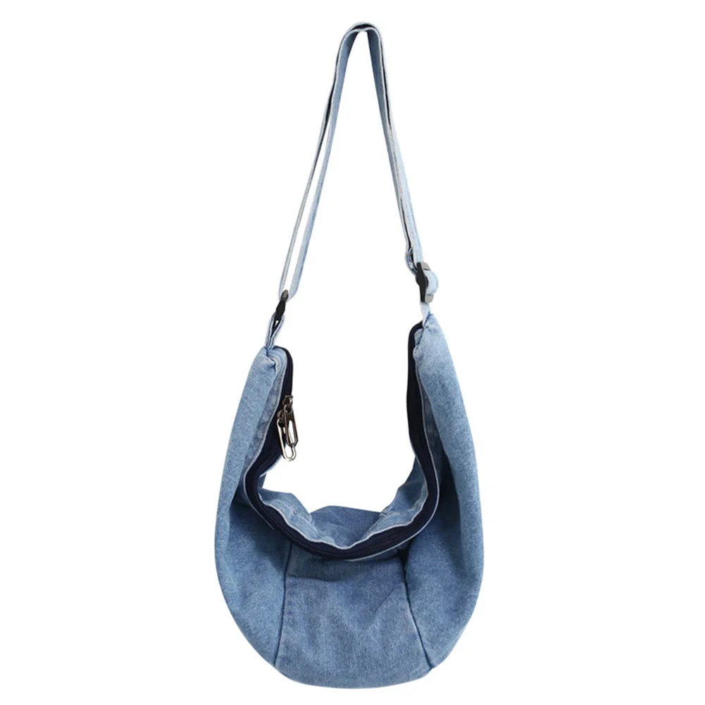 Unisex Hobo Schulter tasche verstellbarer Riemen Denim einfarbige Tasche Reiß verschluss Verschluss große Kapazität tägliche Dating-Tasche für Frauen Männer