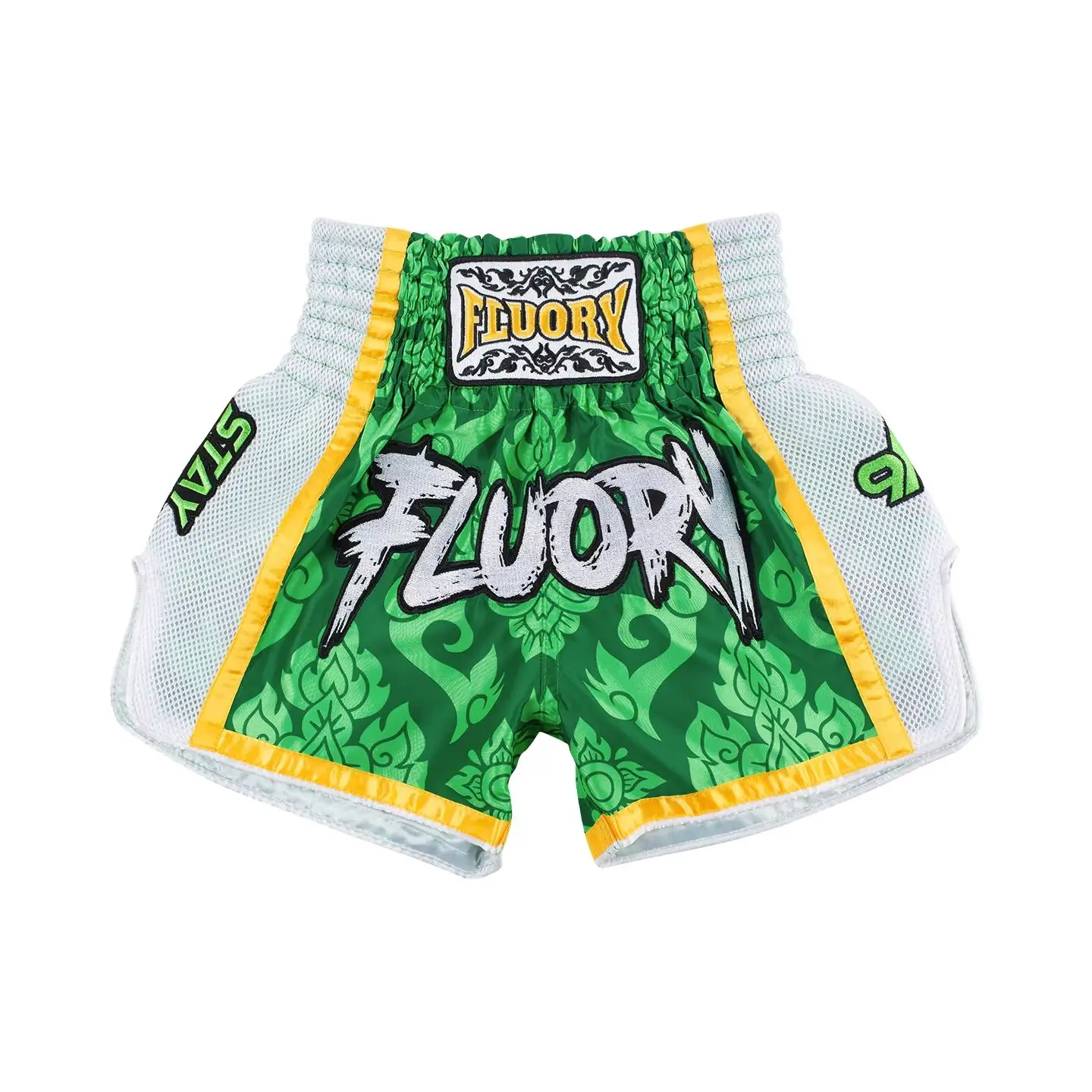FLUORY Boxshorts für Damen, Kunlun Competition Muay Thai Shorts für Herren, Kampfkleidung, bedruckte Muay Thai Shorts