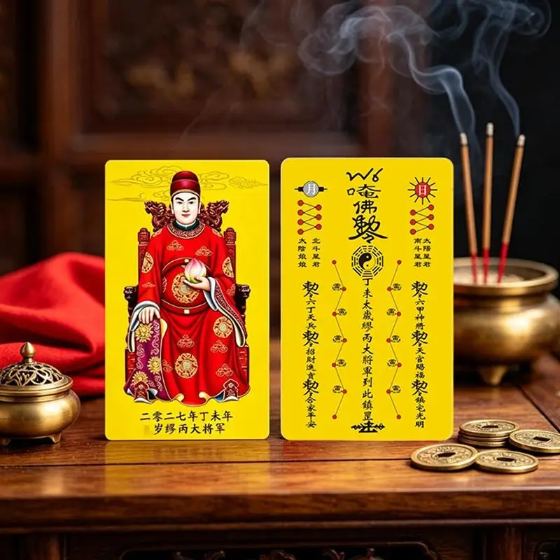 【HG】1/2/5Pcs 2027 Tai Sui Card Feng Shui Prayer Card Exorcism Protection Gift Safe Bring In Wealth And Treasure view 5