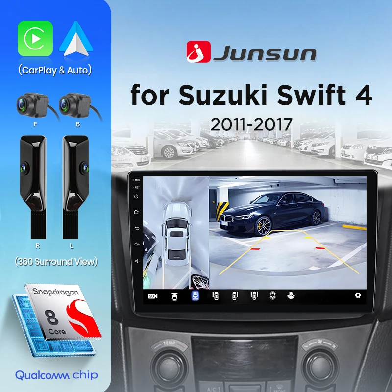 Junsun 360 ° Telecamera panoramica Autoradio Per Suzuki Swift 4 2011-2017 Wireless CarPlay Android Auto Schermo Stereo GPS Navi RDS BT
