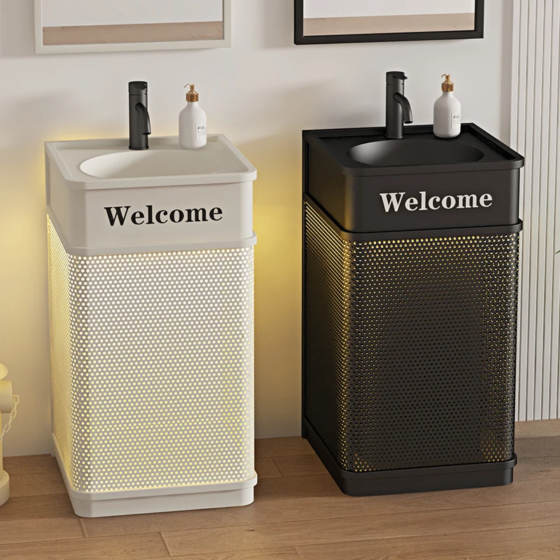 Lavabo de lujo ligero comercial de estilo Industrial, lavabo de columna de baño integrado de piso a techo, lavado de hotel en familia b