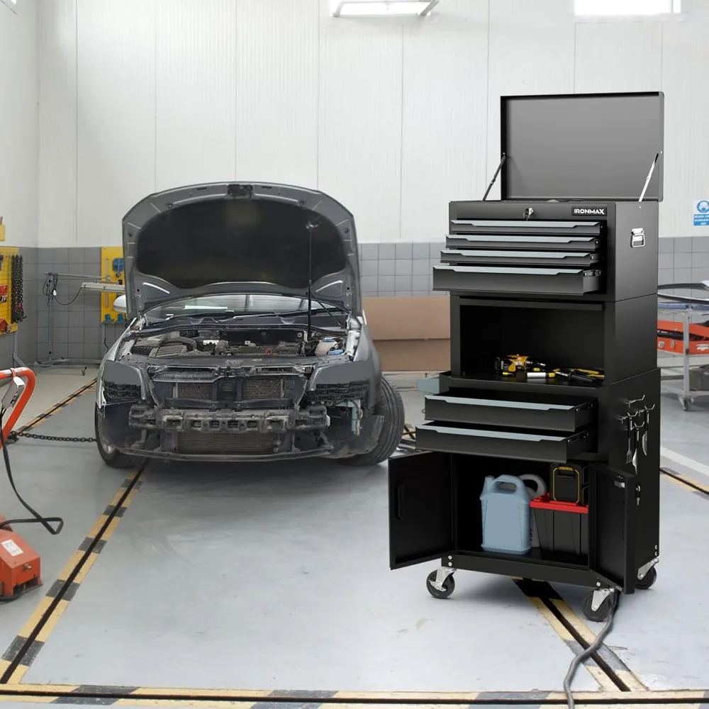 Очень большой шкаф для хранения инструментов с 6 ящиками и универсальными запираемыми колесами, автоматическим замком, защитной подкладкой, конструкцией 3-в-1 для Ultima