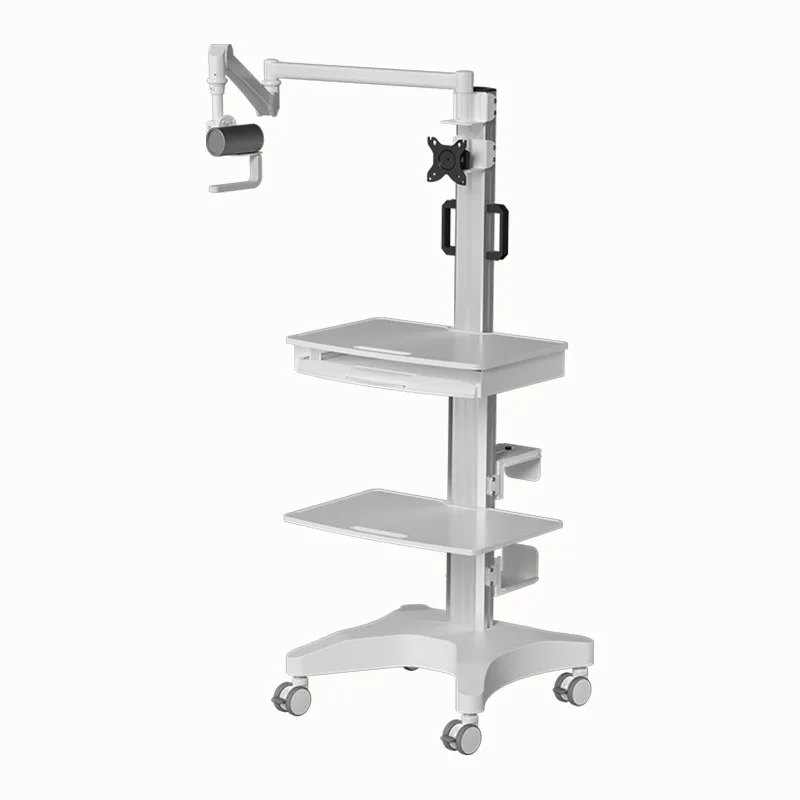 Versatile Mobile Medical Workstation Cart with Adjustable Arm and Wheels