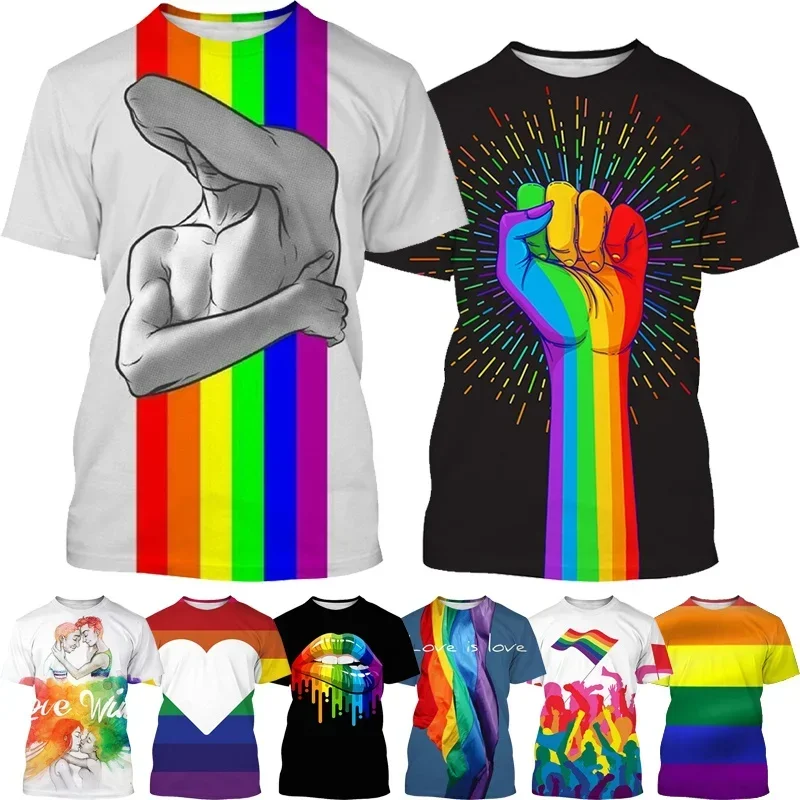 New Rainbow 3d Print Summer Men/Women O-Neck T-shirt Casual Short Sleeve Oversized T Shirt Fashion Tops Trend Unisex Clothing