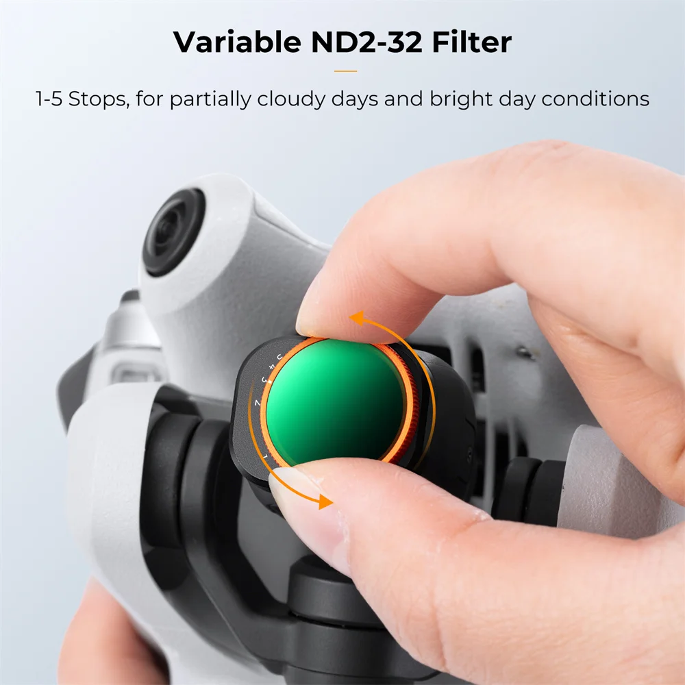 K&F Concept Drone Filter Variable ND Lens Filter Kits For DJI Mini 4 Pro 2 Pack ND2-32+ND32-512 with 28 Layers of Nano-coating