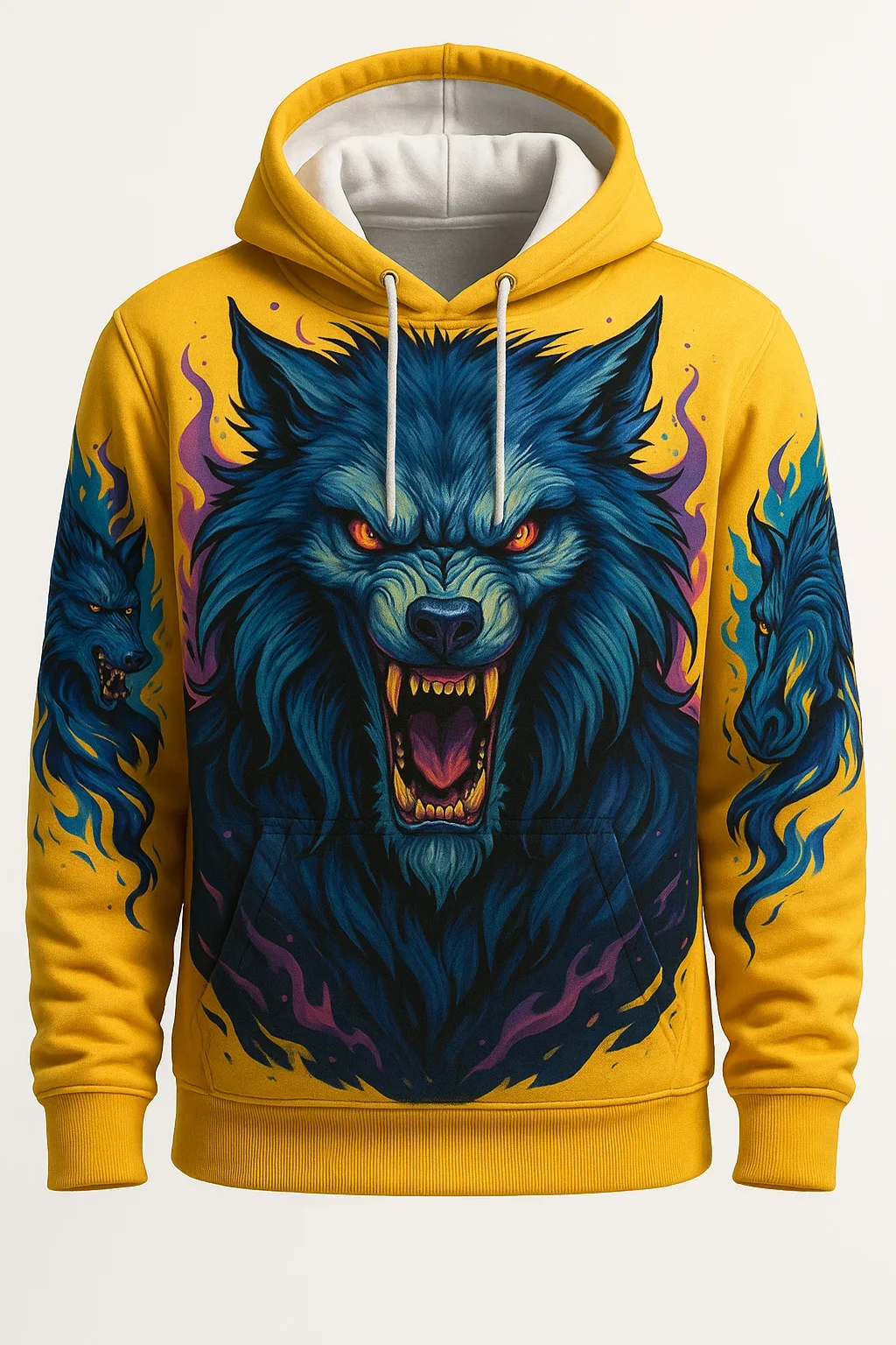 2025 نمط جديد ثلاثية الأبعاد مطبوعة تجفيف الدم رأس الذئب طباعة نمط عادية مقنع البلوز العصرية كول بلوزة عالية الياقة البلوز