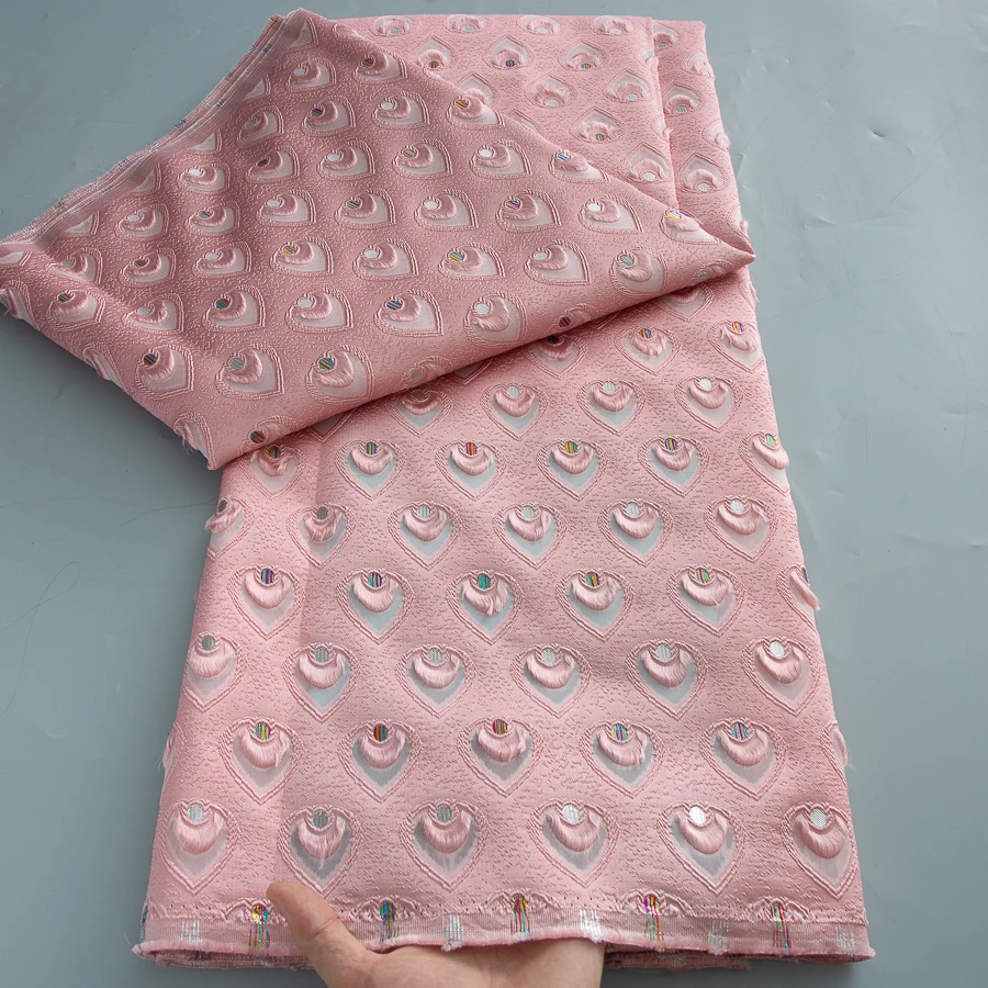 

Pink Nigerian Organza Brocade Lace Fabric 2025 High Quality African French Jacquard Tulle Lace Fabrics 5 Yards For Dresse