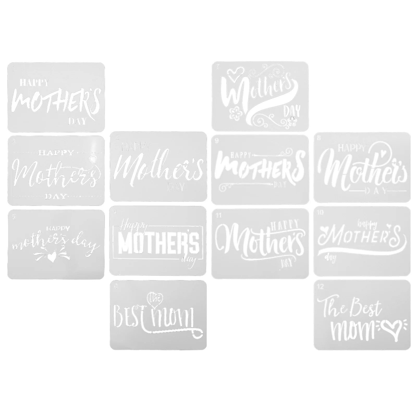 12 قطعة من قالب الحروف البلاستيكية لطلاء استنسل أداة رسم يدوية لوازم حرفية تعليمية لـ