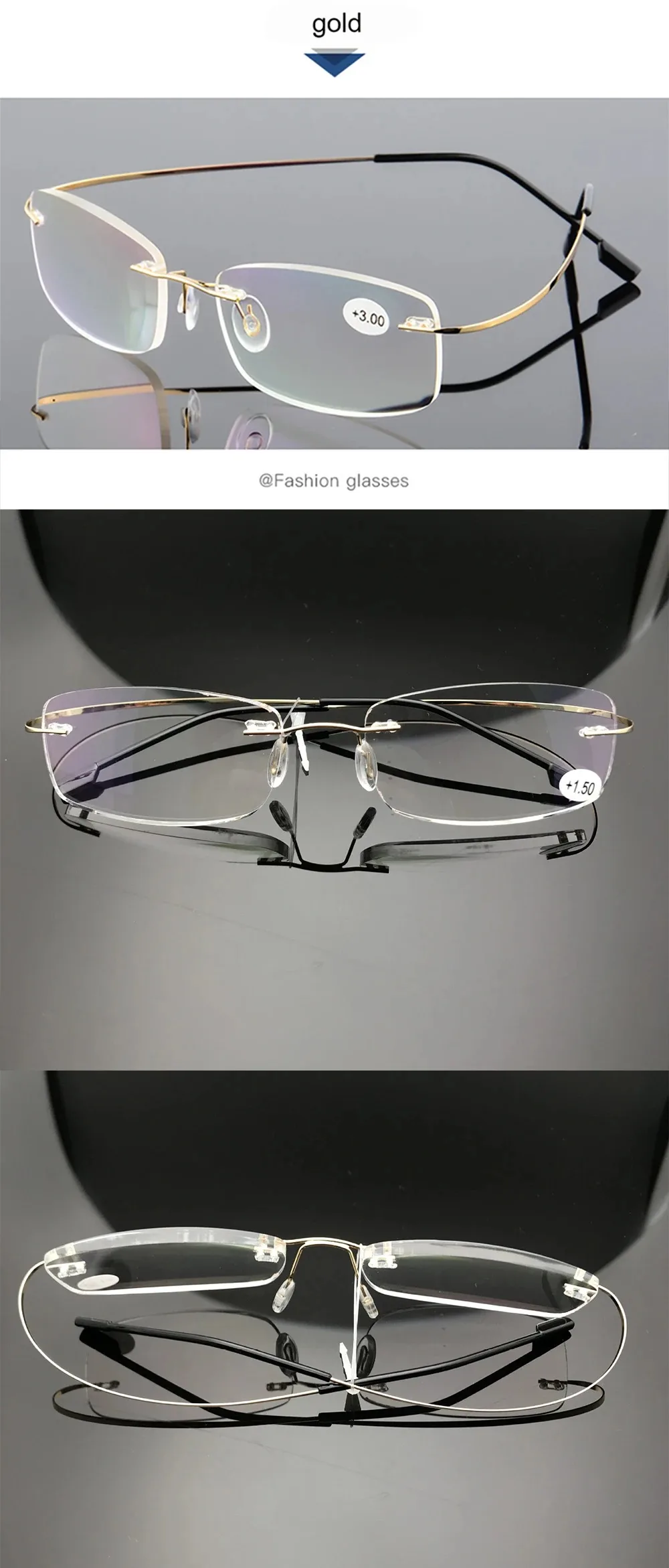 Titan Legierung Randlose Lesebrille Licht Quadratische Flexible Blau Beweis Gläser Rahmen Frauen Anti-Blue Ray Gläser Männer – Detail 6