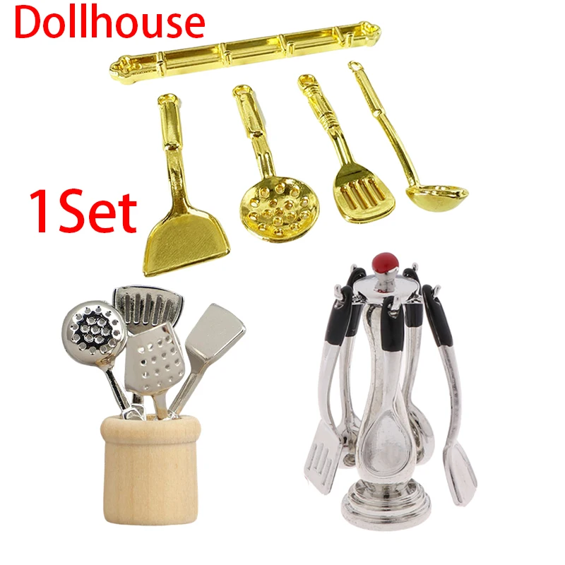 1 conjunto 1/12 casa de bonecas simulação em miniatura espátula colher conjunto boneca casa utensílios cozinha decoração casa bonecas fingir jogar brinquedos