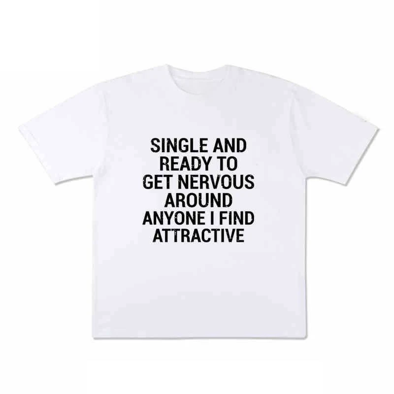 مضحك العلاقة واحدة إقتباس متعة قصيرة الأكمام تي شيرت الصيف القطن الخالص نصف الأكمام الاتجاه