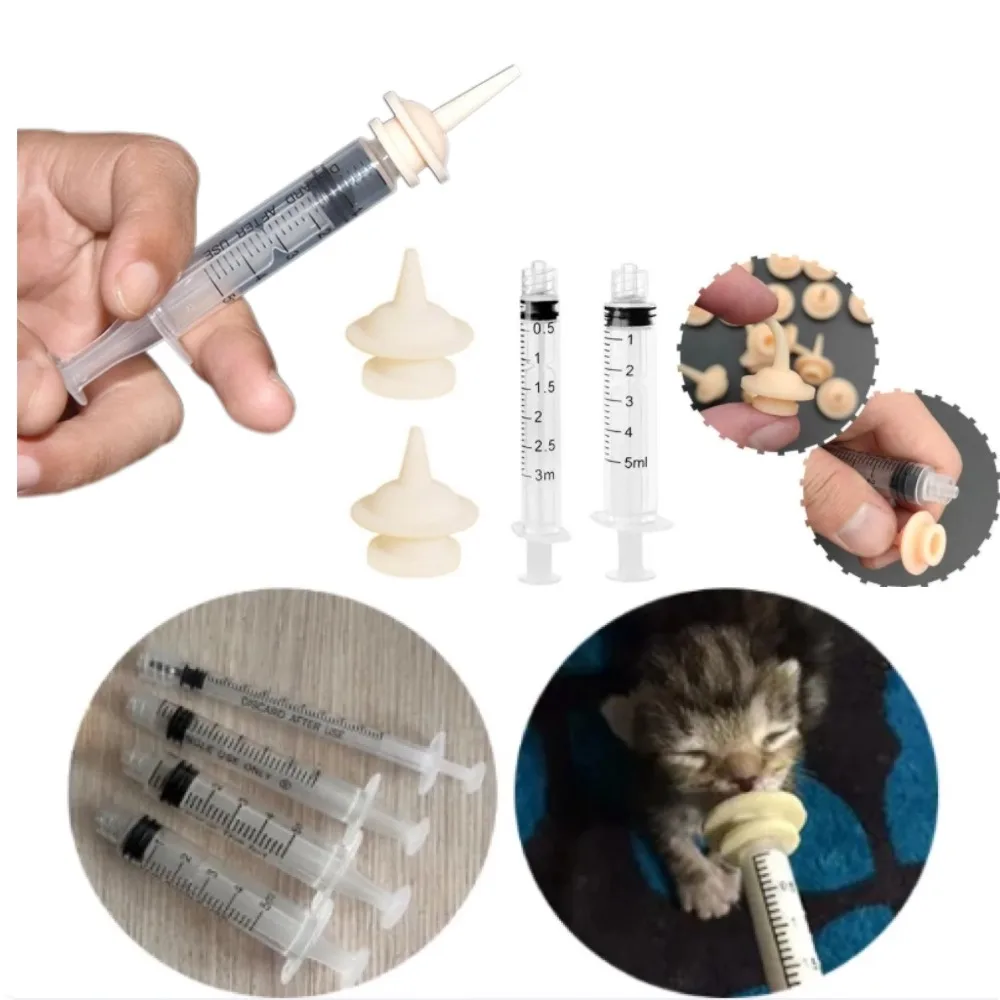 Dispositif d'alimentation pour chiens et chats en silicone souple de qualité alimentaire, tube à aiguille détachable, tétine pour animaux nouveau-nés, ensemble de seringues, fournitures d'alimentation pour animaux