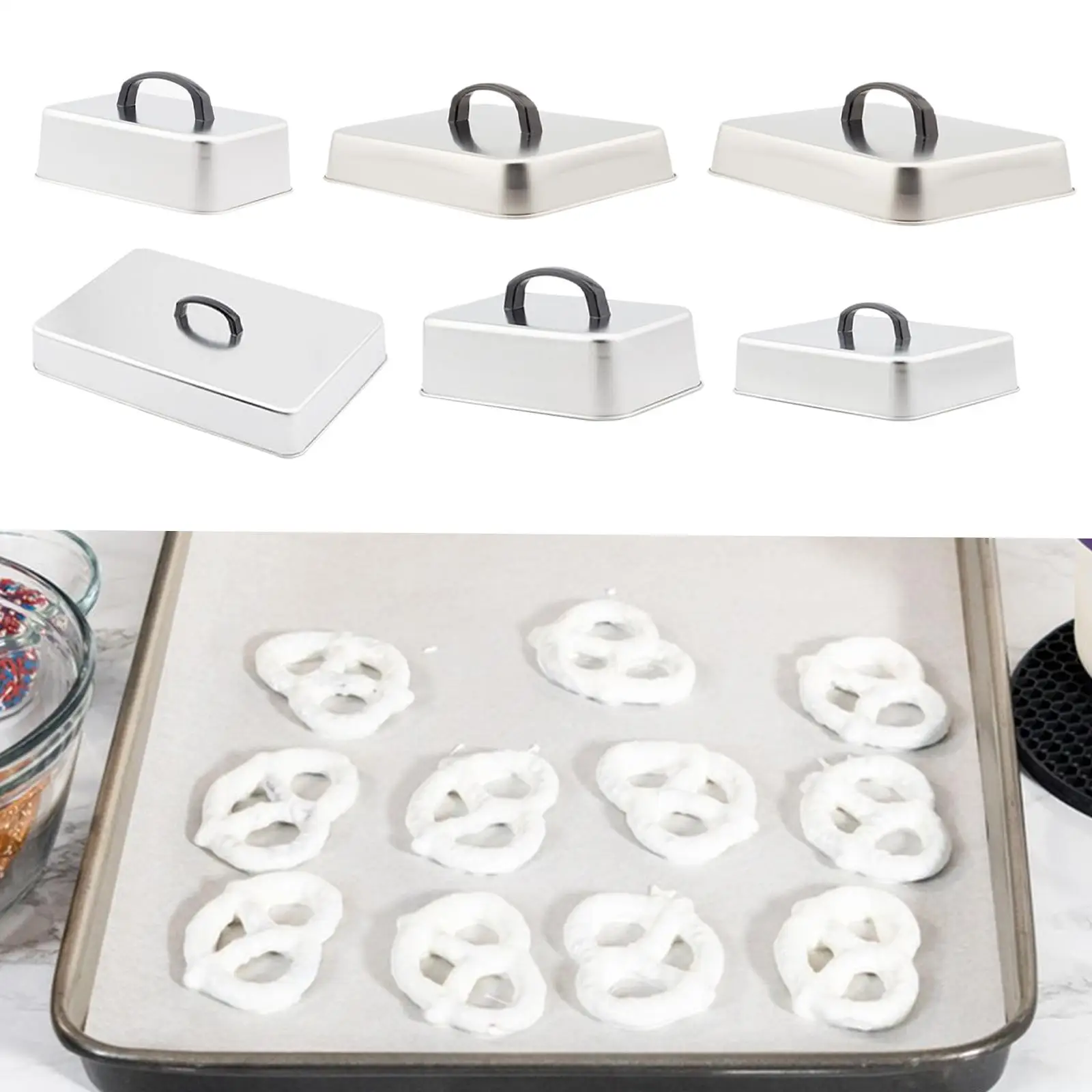 1Pc Cheese Melting Dome Burger Cover Rectangular Grill Lid Universal Griddle Dome Stainless Steel for Patties Hamburger Steaks