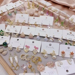 10/20Pairs/Lot Pearl Zircon Inlay 925 Silver Needle Copper Women's Earrings Fashion Elegant Mixed Styles Earring Jewelry Gifts