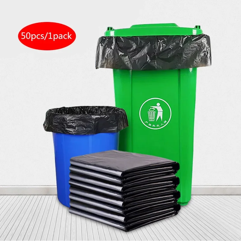 50PCS Large Size Heavy Duty Extra Large Garbage Bag Commercial Garbage Bag RoomHome Backyard Black Kitchen Kitchen Living Room