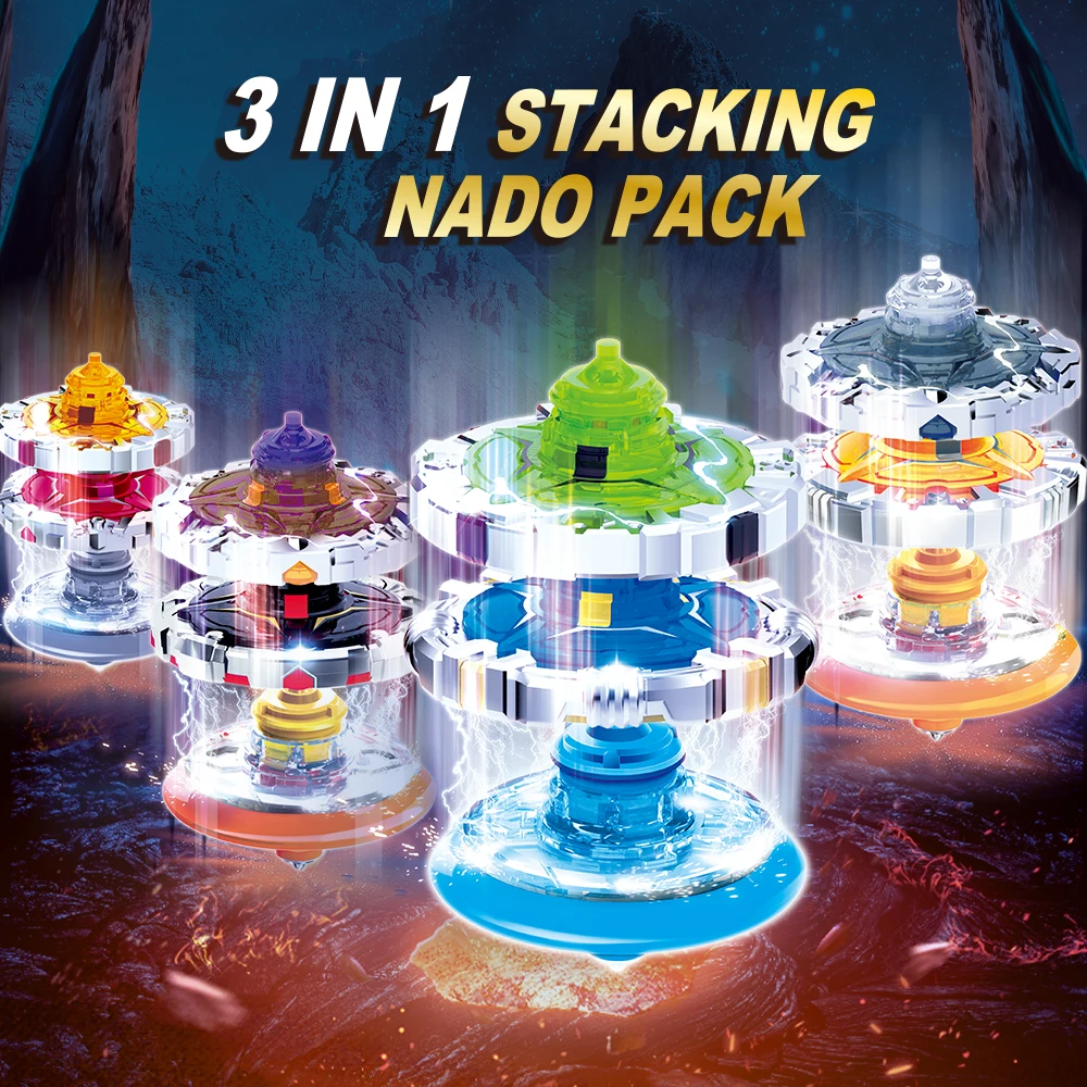 Infinity Nado 5 3-in-1 Stacking Nado Pack Fiery Dragon toupie Gyroscope Spinning Tops БейБлэйд Anime Kids Toys Birthday Gift