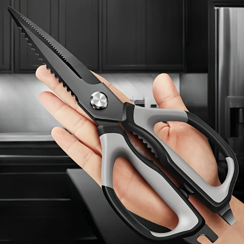

PLYS Stainless steel kitchen Scissors Black Titanium Chicken Bones Scissors Bottle Opener, Multifunctional Kitchen Tools