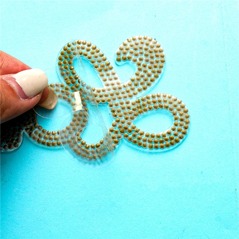 Self Adhesive Rhinestones Letters Patches for Clothing Sewing Embroidered Beaded Appliques Sticker Stripes Badge Diy Craft