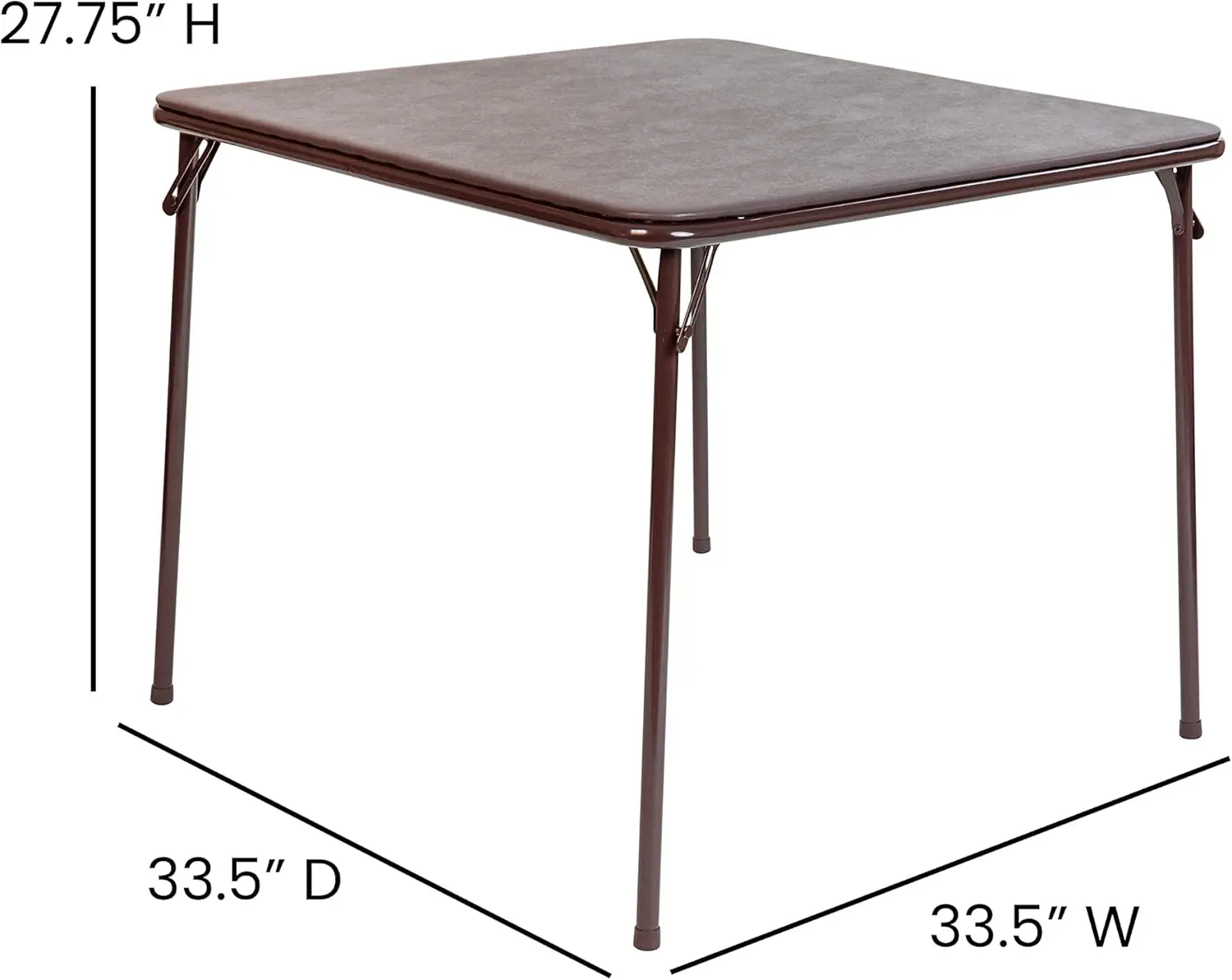 Madelyn 33.5"" Square Folding Multipurpose Card Table With Padded Vinyl Top, Portable Folding Game Table For 4 Players, Brown
