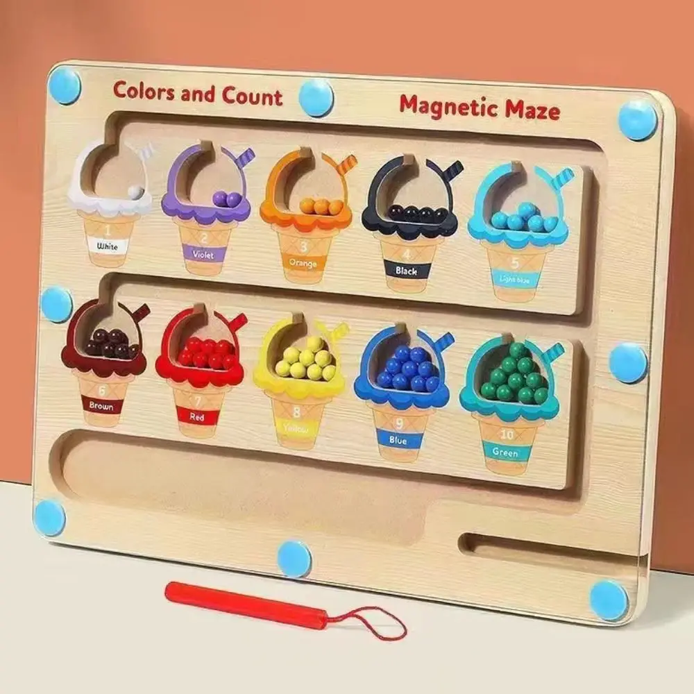لعبة تحديد المواقع الخشبية الخشبية، ألعاب فرز الألوان المغناطيسية الملونة المغناطيسية المضحكة من مونتيسوري