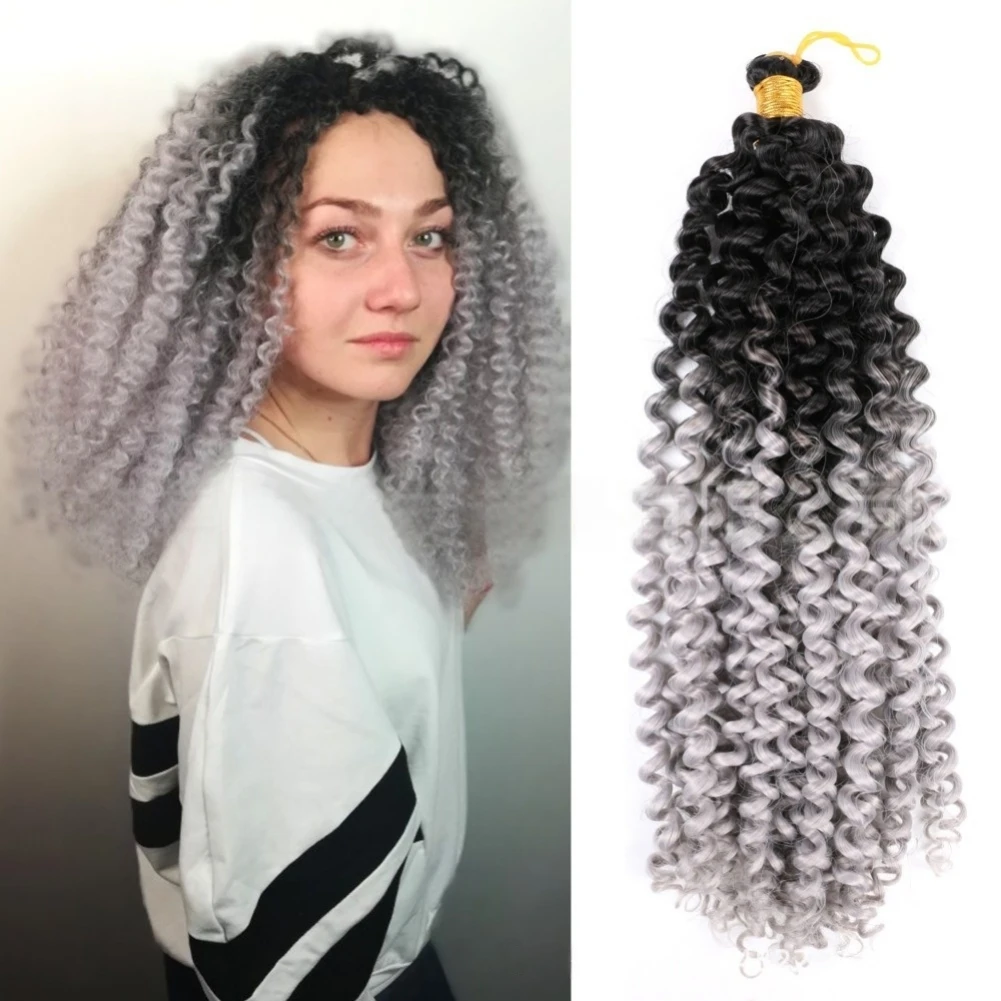 Water Wave Afro Synthetic Crochet Braiding Hair 14 Inch Curly Crochet Braiding Hair Ombre Synthetic Crochet Braiding Fiber Hair