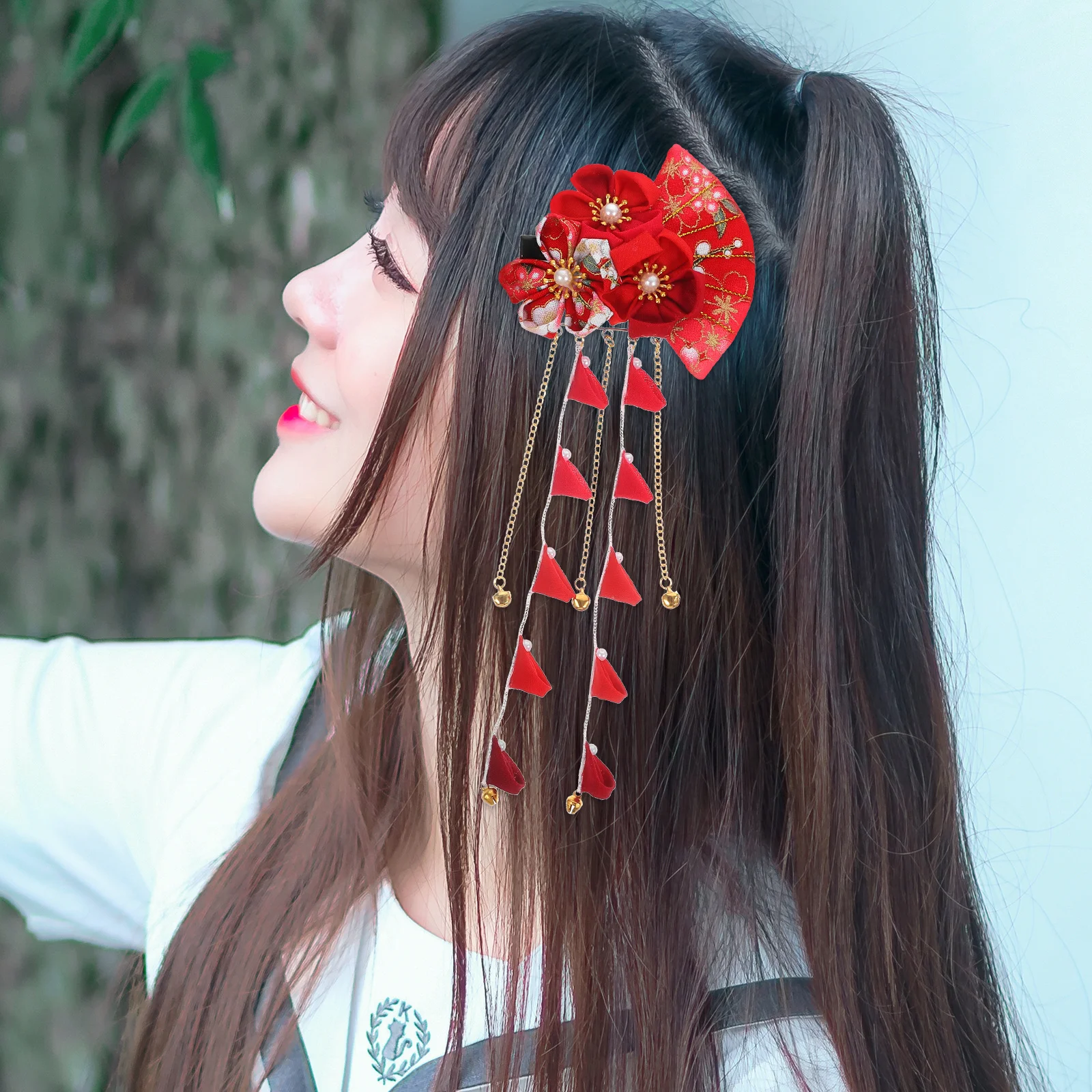 

Japanese Style Hair Clips Bridal Flower Pins Women Wedding Headdress Durable Hair Accessories Travel Daily Wear Kimono Tassel