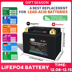 4L-BS 12V 24Wh Motorcycle LiFePO4 Starter Battery LFP Scooter Lithium iron Battery CCA 160A Built in BMS ATV UTV Snowmobile