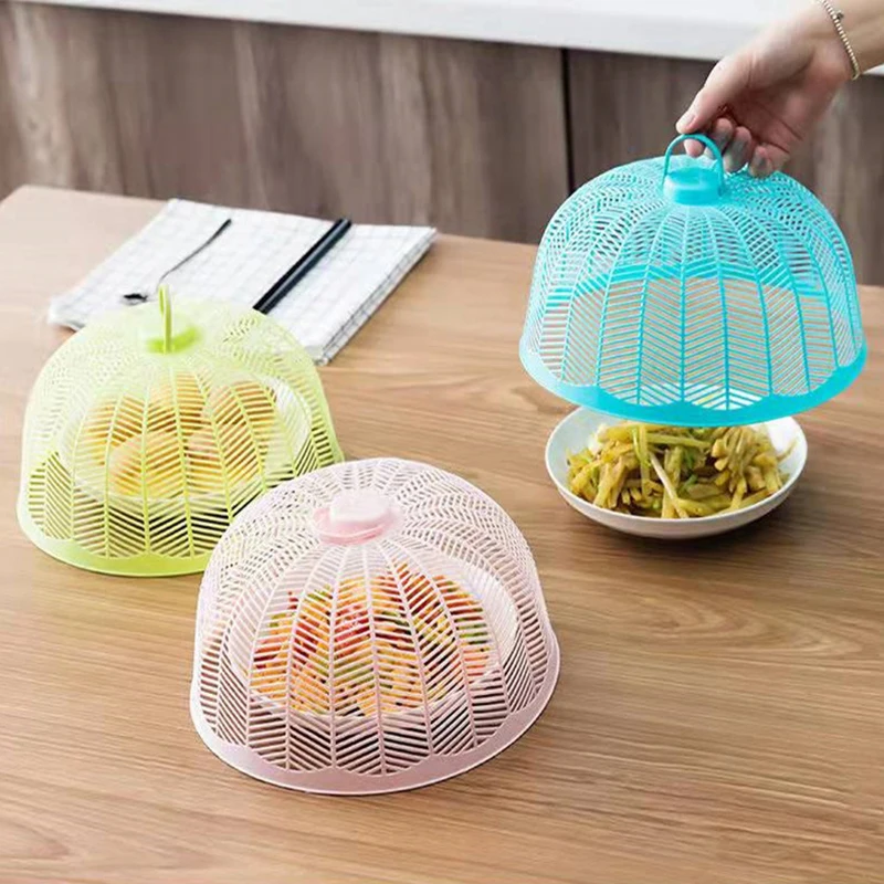 Dish Cover Mosquito-proof Kitchen Table Meal Cover Multifunctional Vegetable Washing Fruit Drain Basket Round Plastic Food Cover