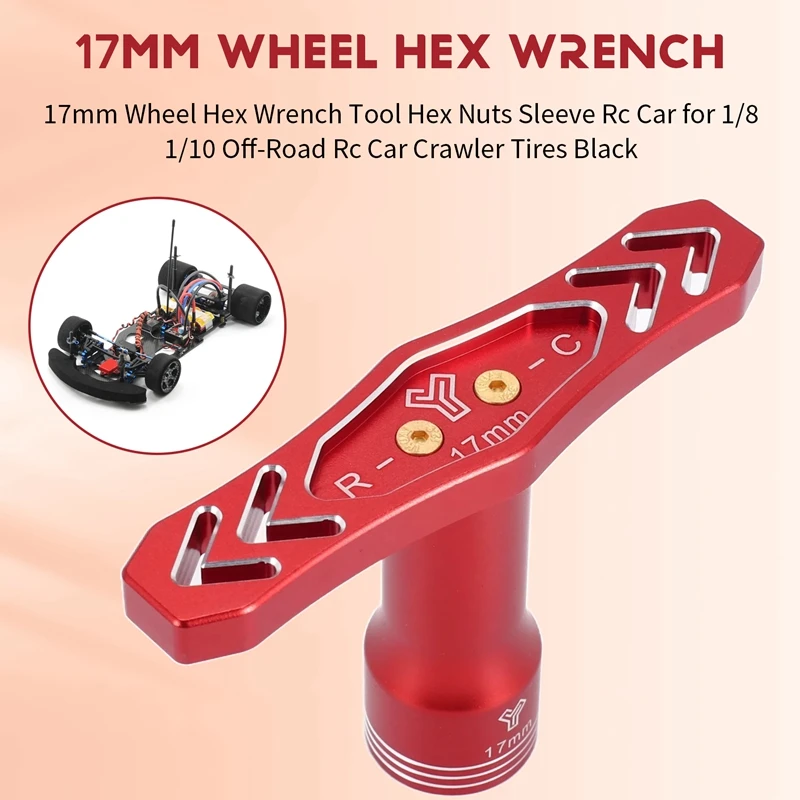 A93U-17Mm Wheel Hex Wrench Tool Hex Nuts Sleeve Rc Car For 1/8 1/10 Off-Road Rc Car Crawler Tires