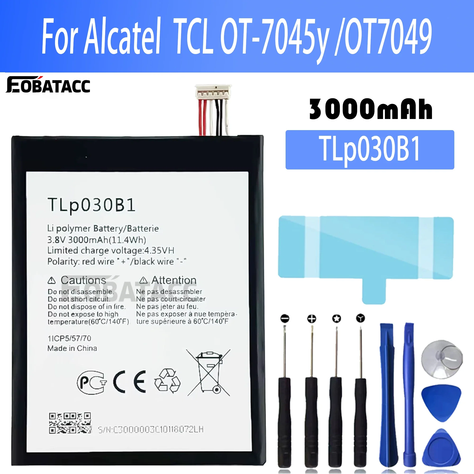 

100% New Original Battery TLP030B1 For Alcatel TCL OT-7045y OT7049 Battery + Free Tools