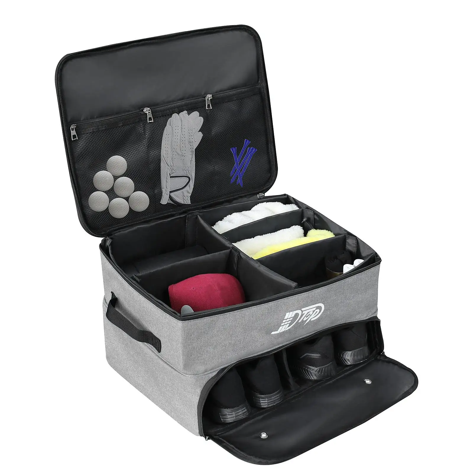 Golf Trunk Organizer Golf Gear Ventilation Multi Compartments Large Capacity Golf Clothing Bag for Balls Accessories Tees Gloves