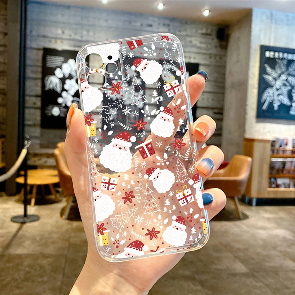 Merry Christmas Phone Case For iPhone 15 11 12 14 13 Pro Max Mini Plus XSM XR SE2 7 8 Snowman Elk New Year Mobile Phone Covers