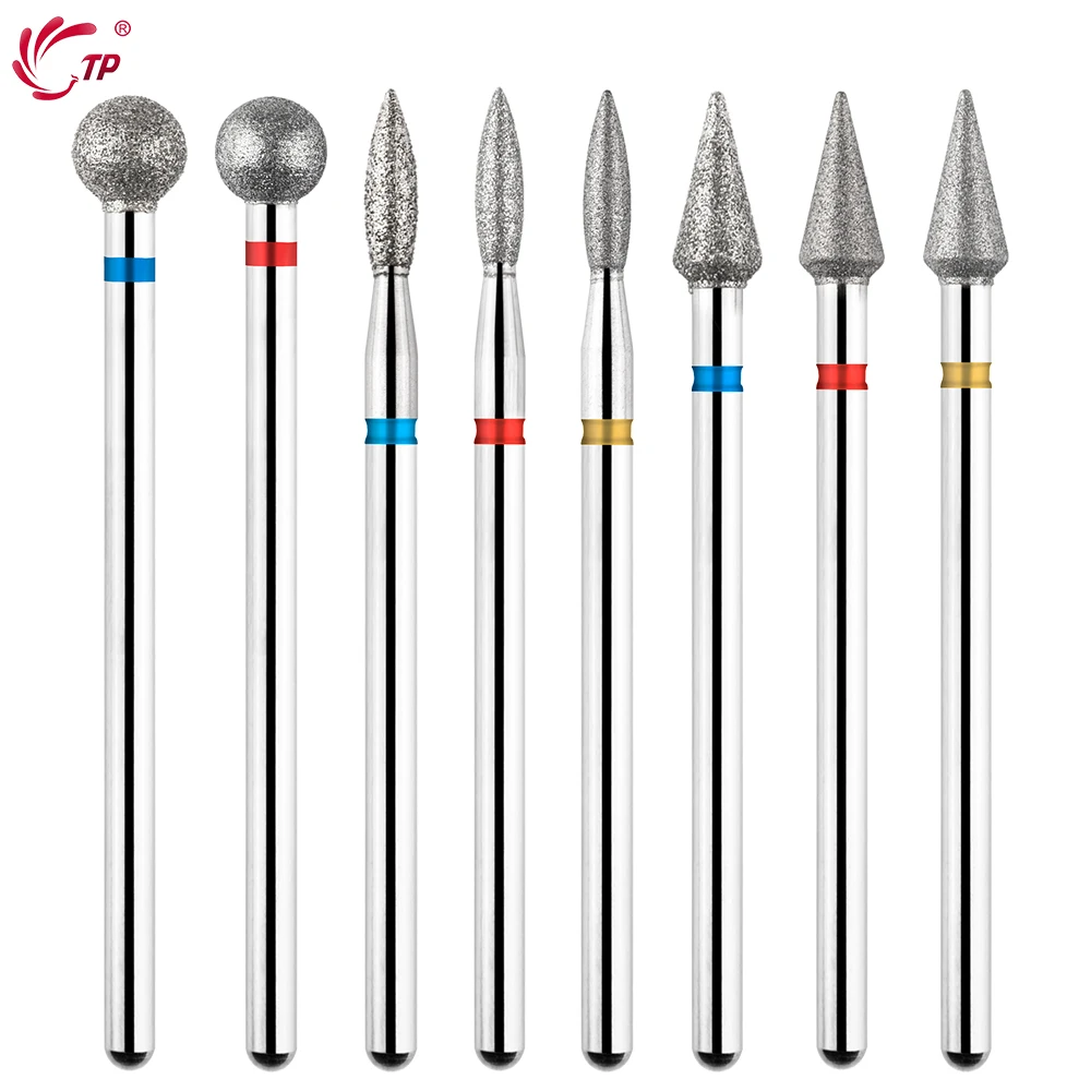 

TP 2Pcs Nail Drill Bits Diamond Cuticle Clean Nail Bit Russian Rotary Burr Electric Manicure Milling Cutter Nail Tools Accessory