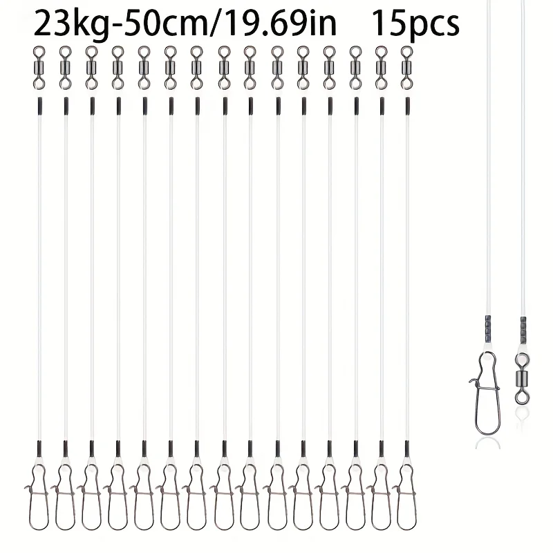 15 Stück Fluorocarbon-Vorfächerleinen zum Angeln – unsichtbare und starke Vorfächerleinen für Barsch, Forelle, Hecht, 7 kg/9 kg/12 kg/14 kg/18 kg/20 kg/23 kg