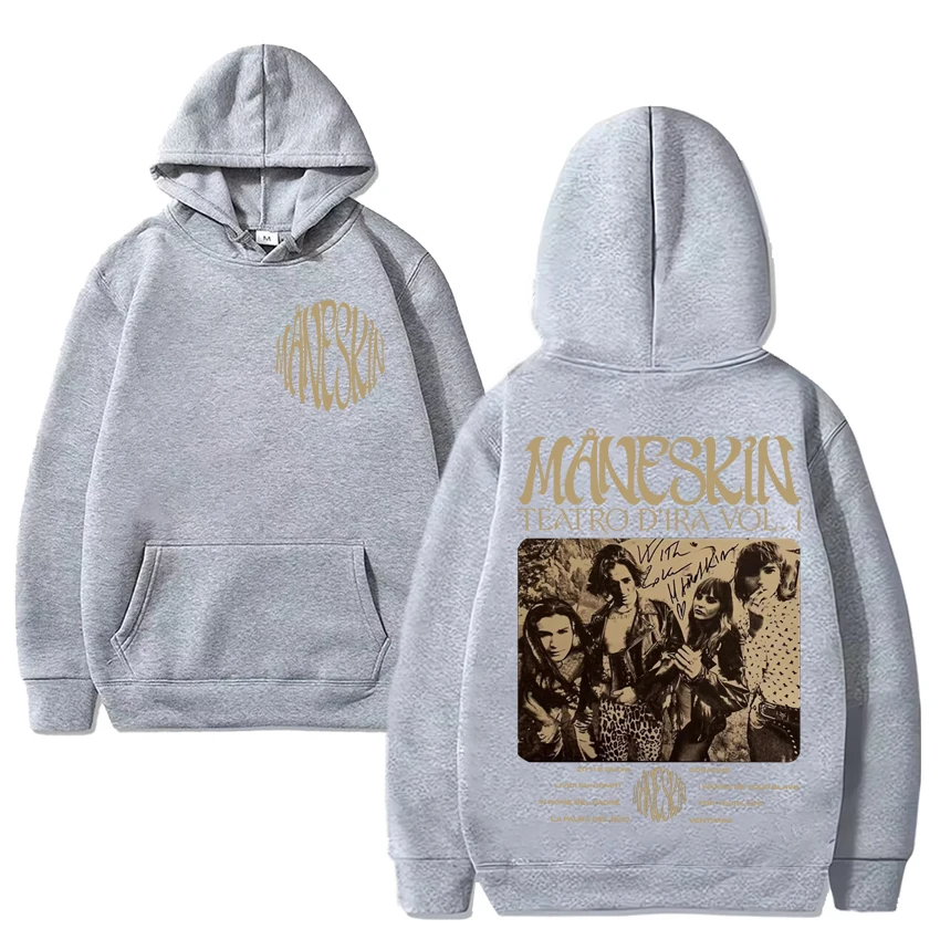 Sudadera con capucha con estampado de bandas de Rock italiano para hombre y mujer, con estampado de Maneskin suéter de lana, ropa informal de gran tamaño, a la moda, 2024