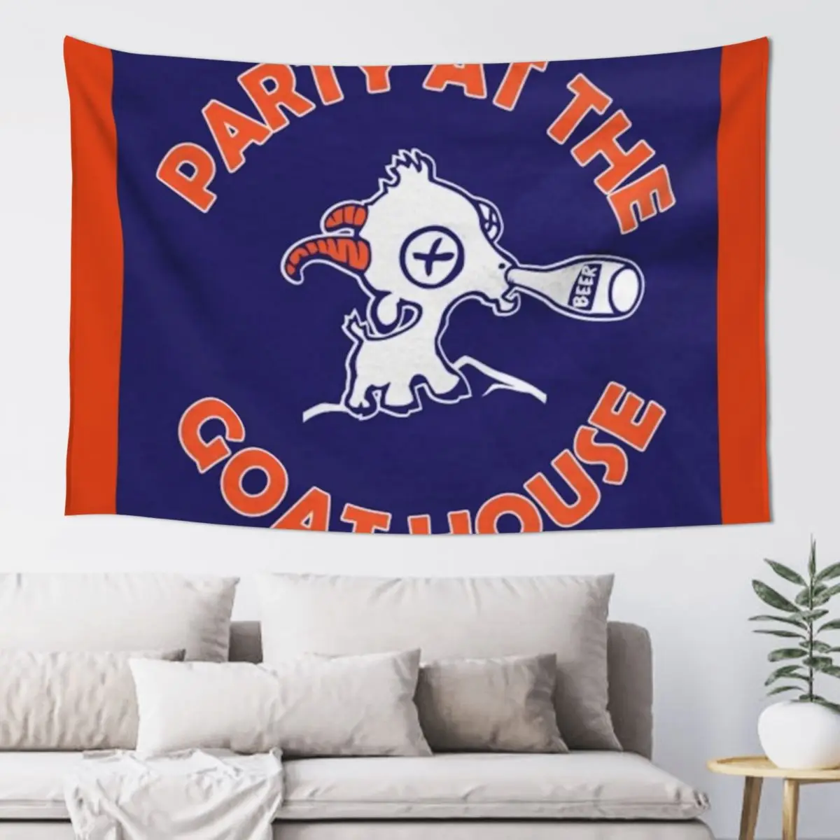 

Party at the Goat House (Blue) Tapestry Custom Bedroom Organization And Decoration Hanging Wall Tapestry