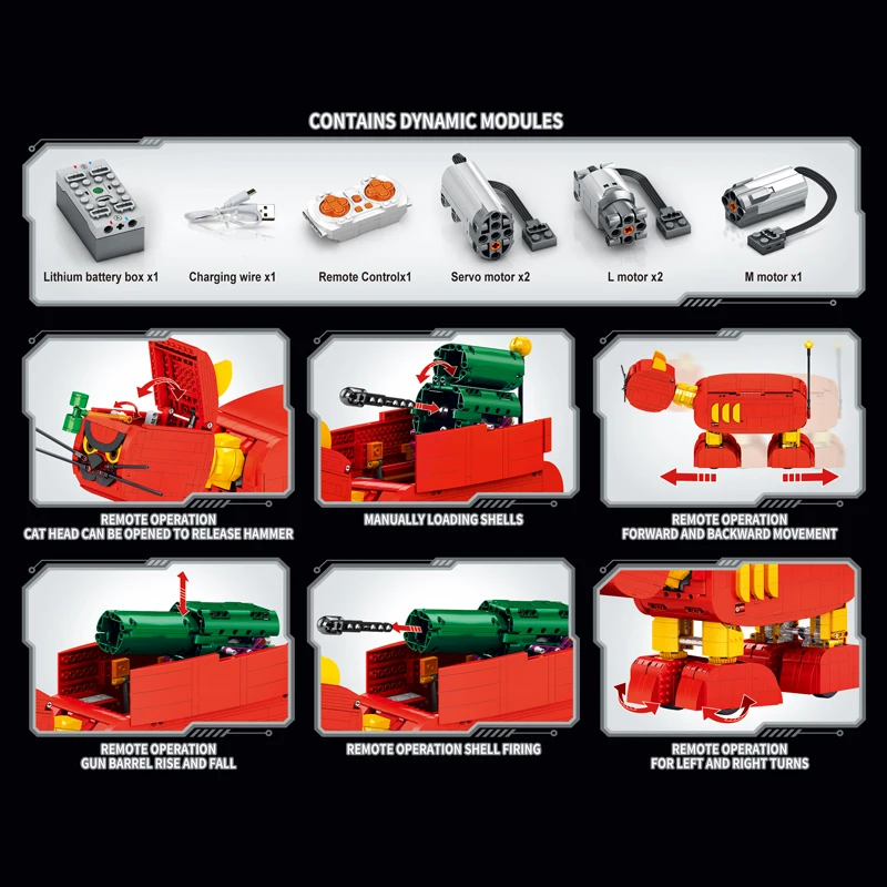 Em estoque jd049 moc criatividade máquina elétrica gato blocos de construção tijolos montagem modelo brinquedos diy para meninos presente natal conjunto